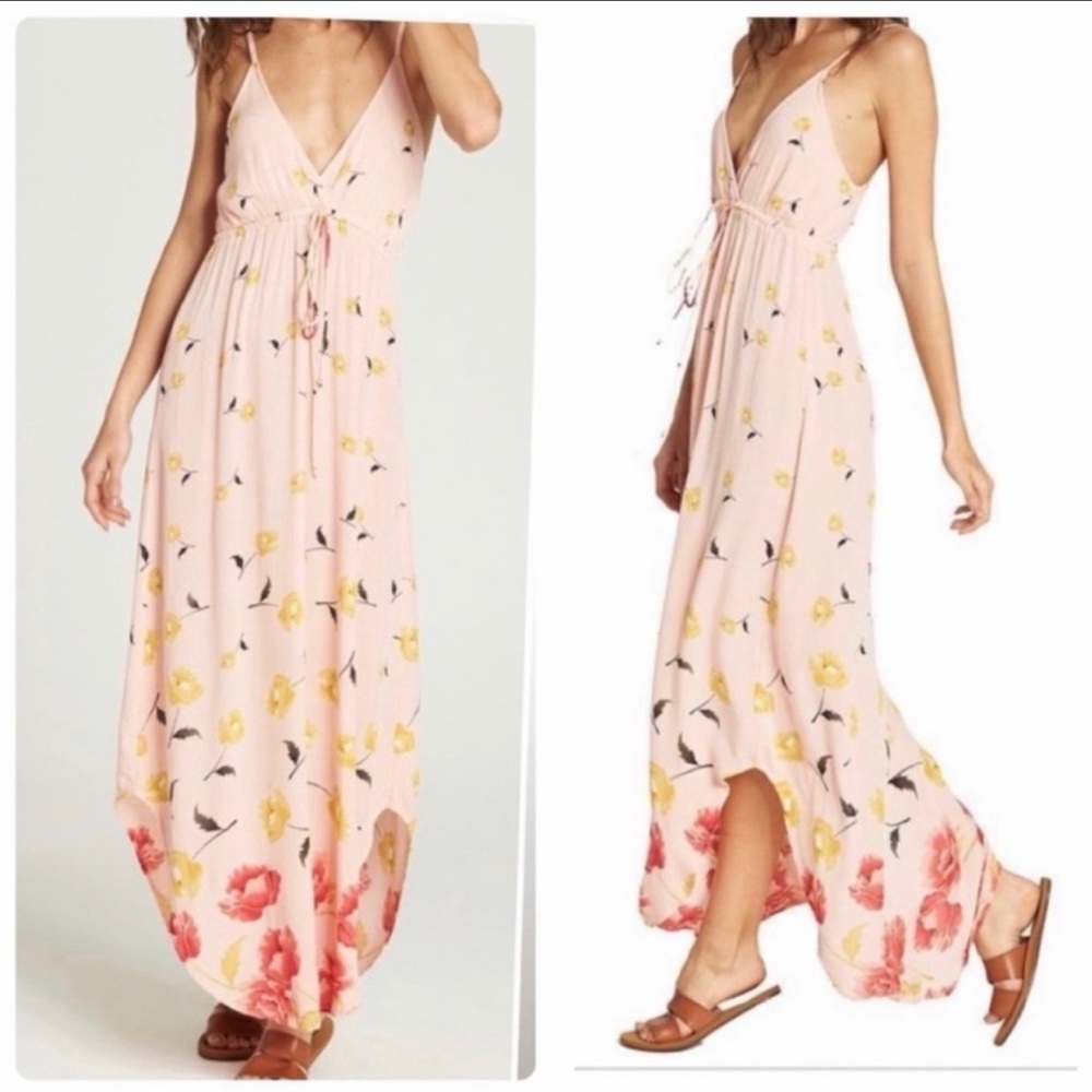 Billabong Like Minded Peach Floral Maxi Dress